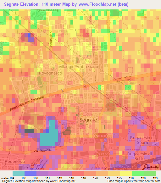 Segrate,Italy Elevation Map