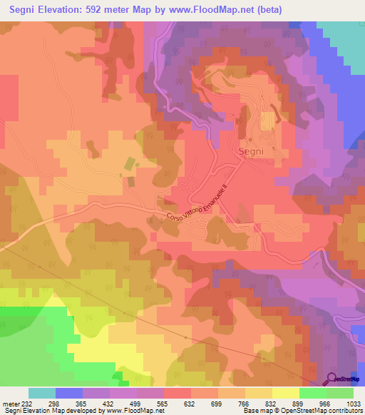 Segni,Italy Elevation Map