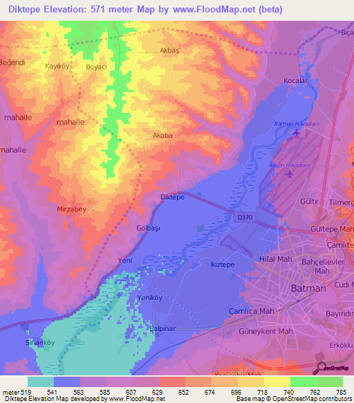 Diktepe,Turkey Elevation Map