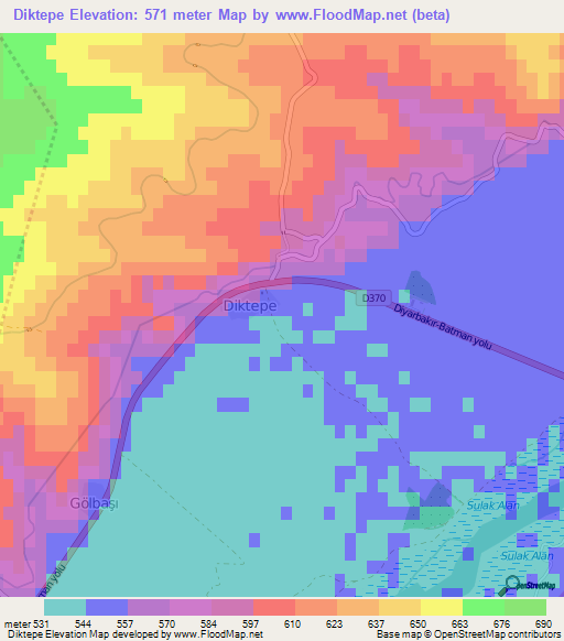 Diktepe,Turkey Elevation Map