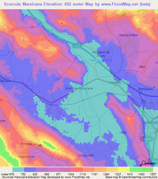 Scurcola Marsicana,Italy Elevation Map