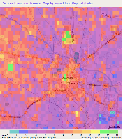 Scorze,Italy Elevation Map