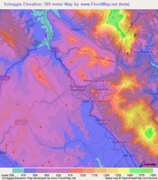 Scheggia,Italy Elevation Map