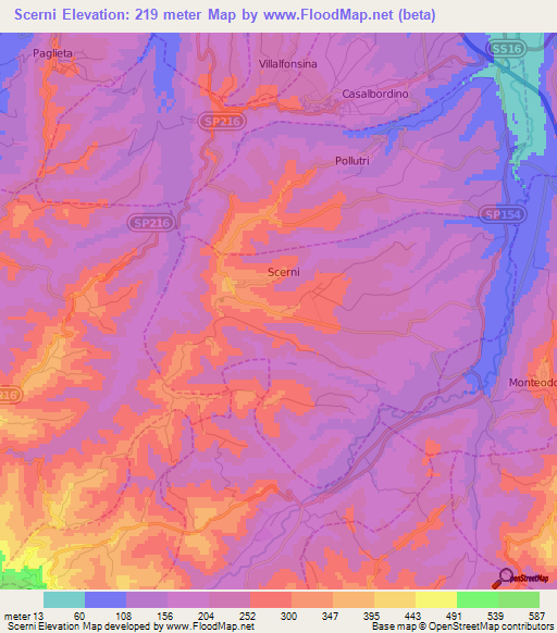 Scerni,Italy Elevation Map