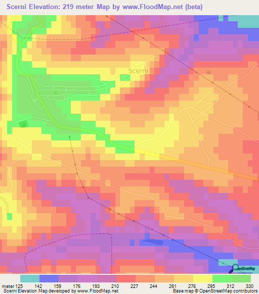 Scerni,Italy Elevation Map