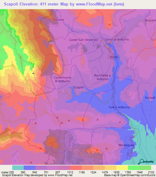 Scapoli,Italy Elevation Map