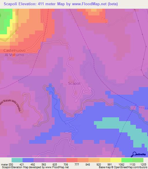 Scapoli,Italy Elevation Map