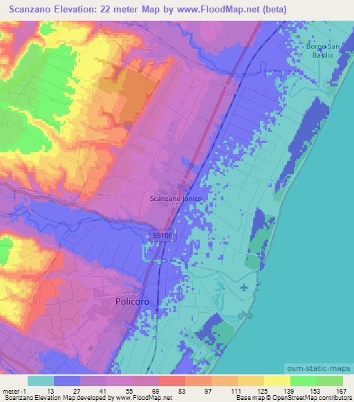 Scanzano,Italy Elevation Map