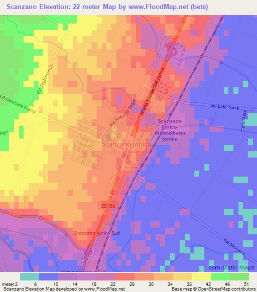 Scanzano,Italy Elevation Map