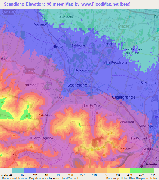 Scandiano,Italy Elevation Map