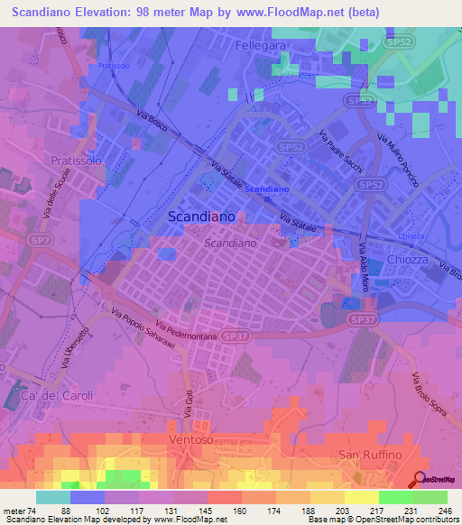 Scandiano,Italy Elevation Map