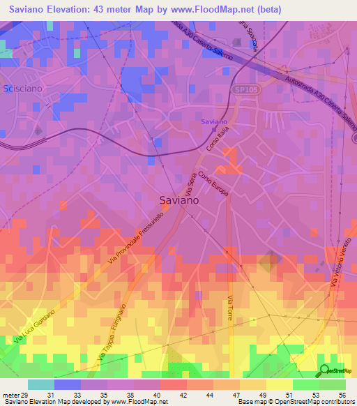 Saviano,Italy Elevation Map