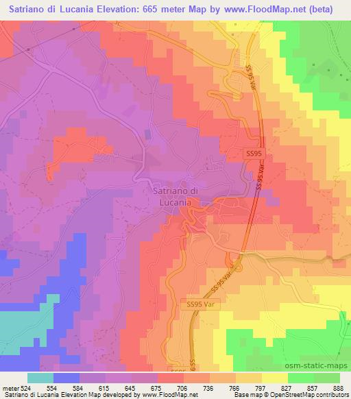 Satriano di Lucania,Italy Elevation Map