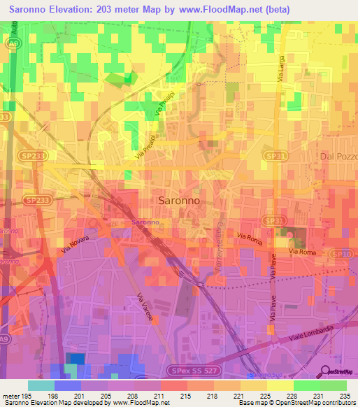 Saronno,Italy Elevation Map