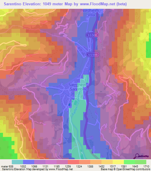 Sarentino,Italy Elevation Map