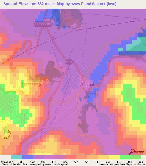 Sarconi,Italy Elevation Map