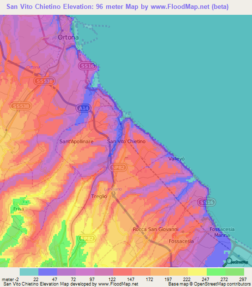 San Vito Chietino,Italy Elevation Map