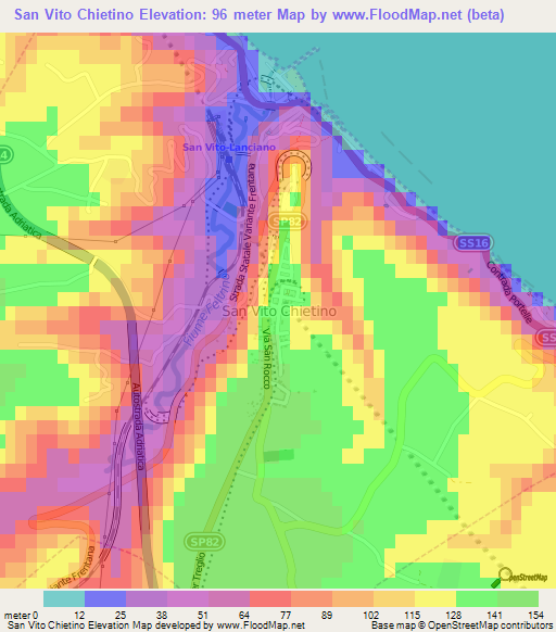 San Vito Chietino,Italy Elevation Map