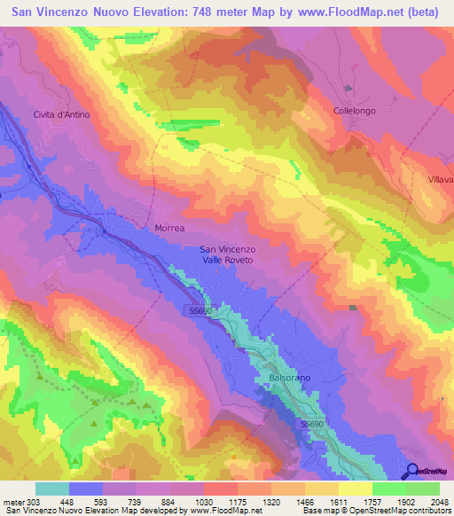 San Vincenzo Nuovo,Italy Elevation Map