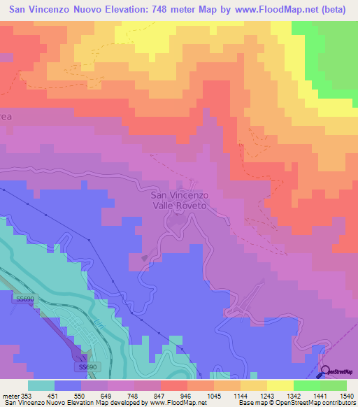 San Vincenzo Nuovo,Italy Elevation Map