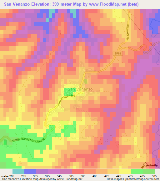 San Venanzo,Italy Elevation Map