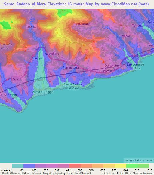 Santo Stefano al Mare,Italy Elevation Map