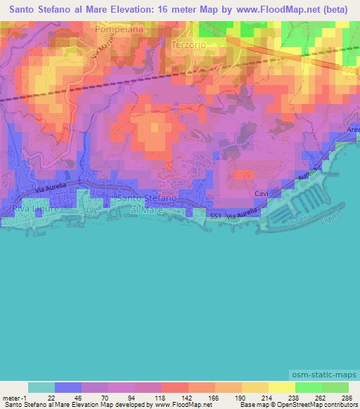 Santo Stefano al Mare,Italy Elevation Map