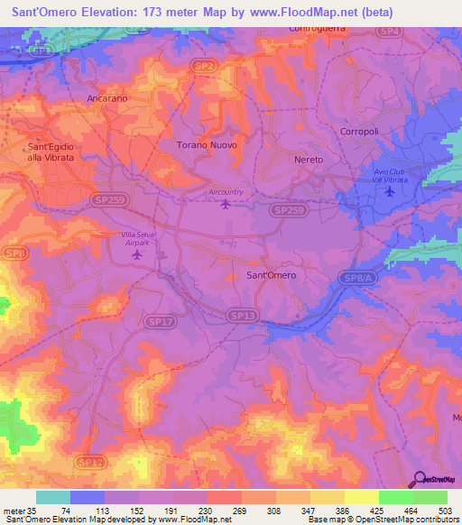 Sant'Omero,Italy Elevation Map