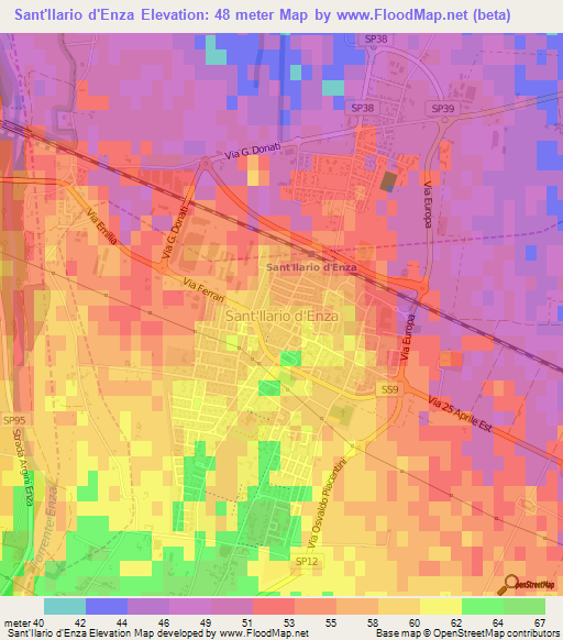 Sant'Ilario d'Enza,Italy Elevation Map