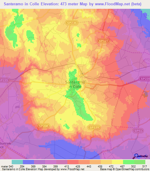 Santeramo in Colle,Italy Elevation Map