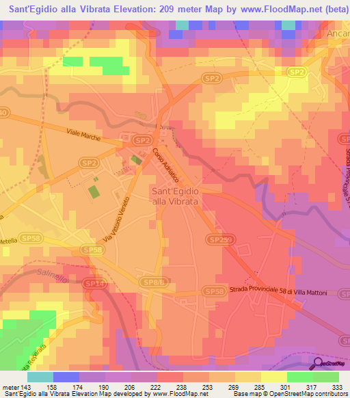 Sant'Egidio alla Vibrata,Italy Elevation Map