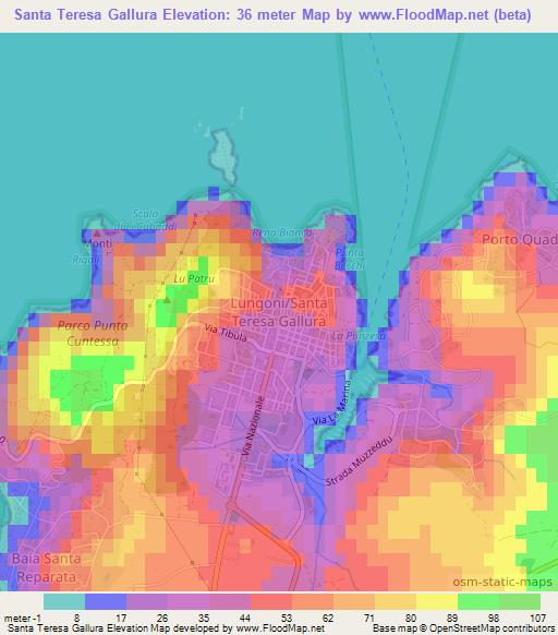 Santa Teresa Gallura,Italy Elevation Map