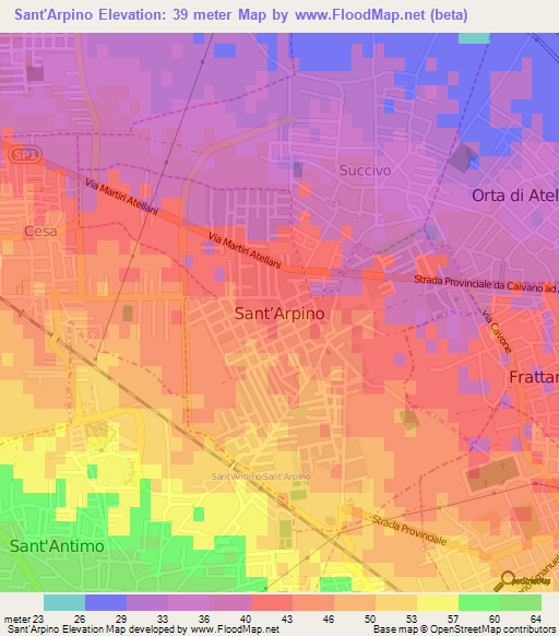 Sant'Arpino,Italy Elevation Map