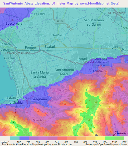 Sant'Antonio Abate,Italy Elevation Map