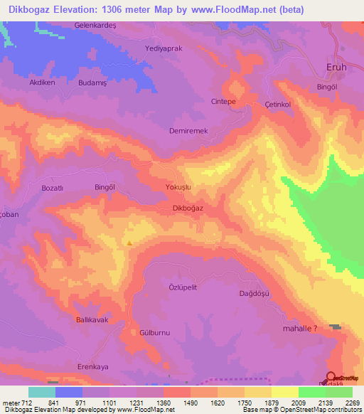 Dikbogaz,Turkey Elevation Map