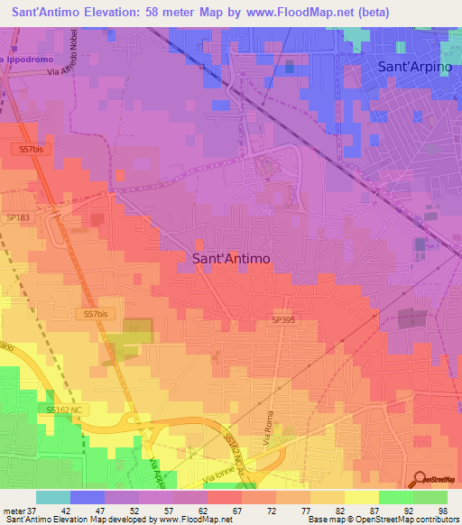 Sant'Antimo,Italy Elevation Map