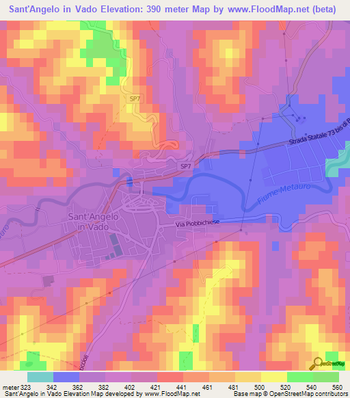 Sant'Angelo in Vado,Italy Elevation Map