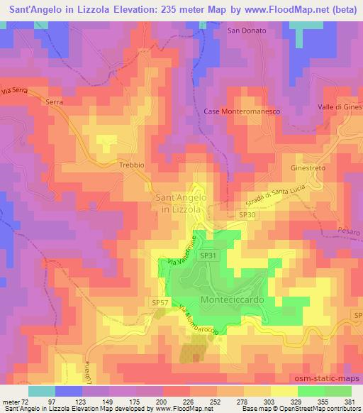 Sant'Angelo in Lizzola,Italy Elevation Map