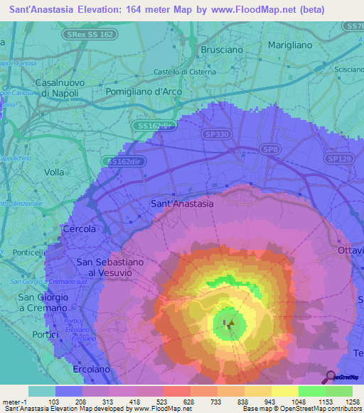 Sant'Anastasia,Italy Elevation Map