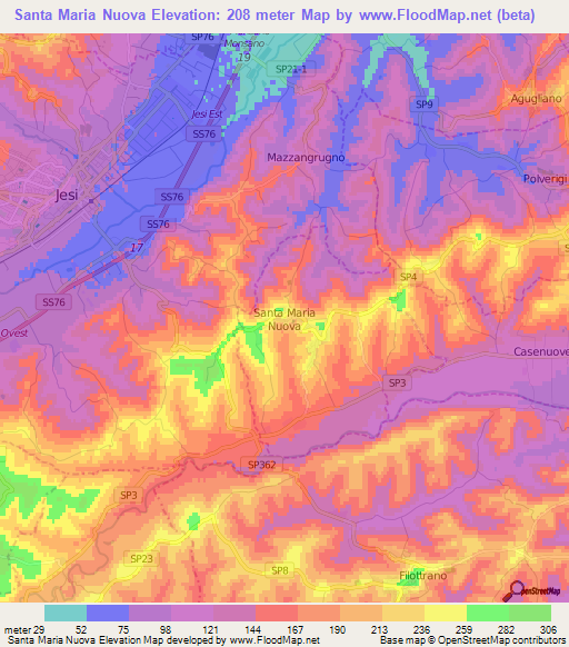 Santa Maria Nuova,Italy Elevation Map