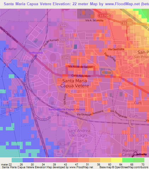 Santa Maria Capua Vetere,Italy Elevation Map