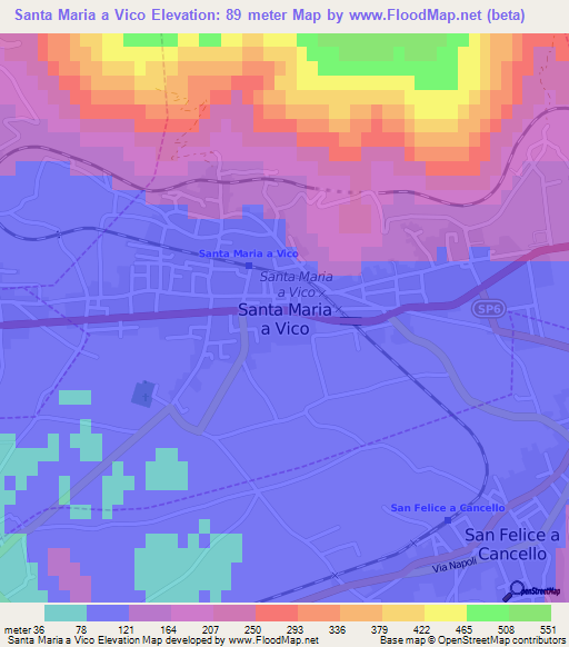 Santa Maria a Vico,Italy Elevation Map