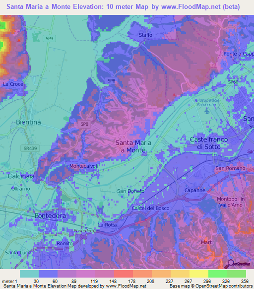 Santa Maria a Monte,Italy Elevation Map