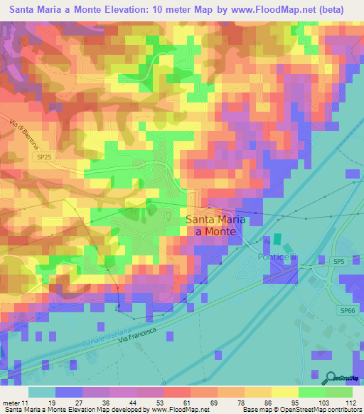 Santa Maria a Monte,Italy Elevation Map