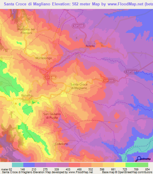 Santa Croce di Magliano,Italy Elevation Map