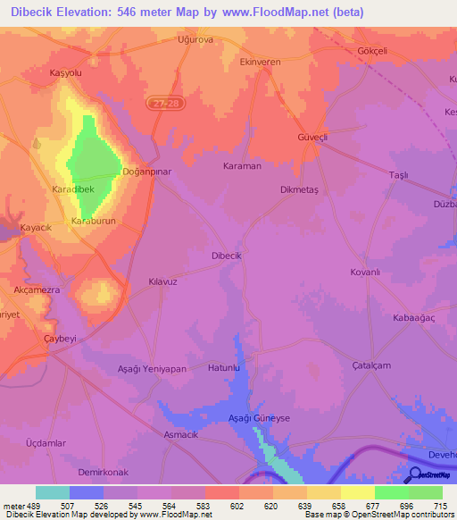 Dibecik,Turkey Elevation Map