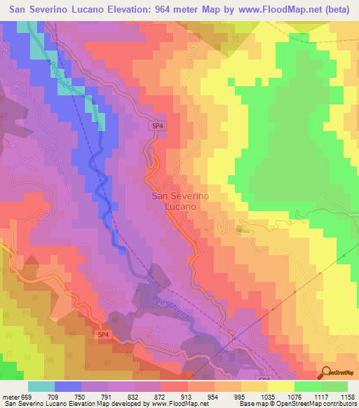 San Severino Lucano,Italy Elevation Map