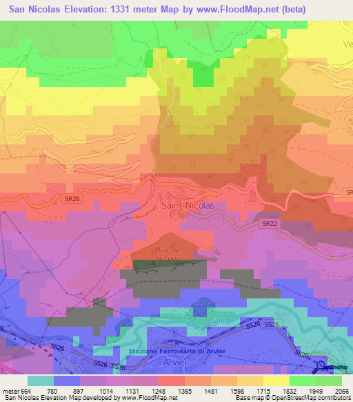 San Nicolas,Italy Elevation Map