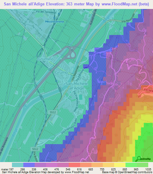 San Michele all'Adige,Italy Elevation Map