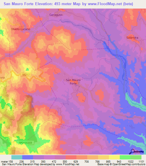 San Mauro Forte,Italy Elevation Map